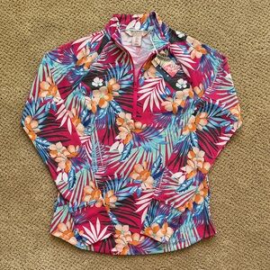 Tommy Bahama Fuchsia Floral Quarter-Zip Pullover